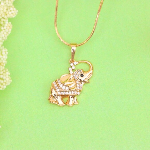 Rose Gold Elephant Pendant with Crystal Accents and Raised Trunk Detail,XPPT1619 - Picture 13 of 13